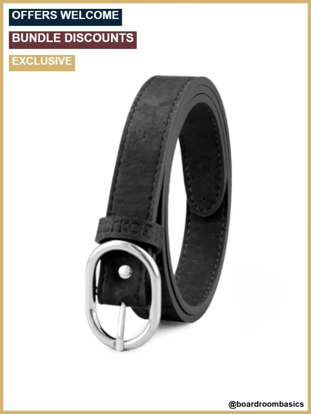 Vegan Leather Cork Belt - Women's Dress Belt, 0.98